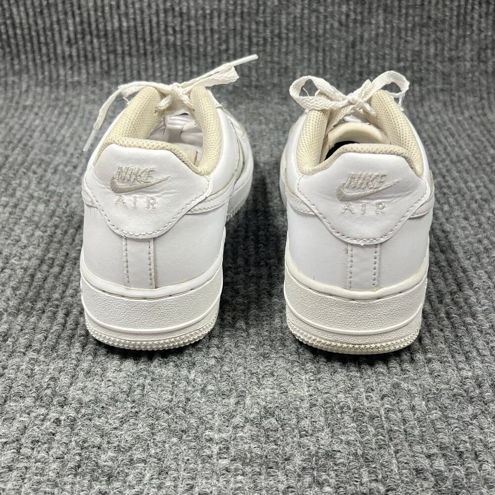 Nike Air‎ Force 1 Kids 6Y White on White Leather Sneakers Low-Top Lace-Up Shoes